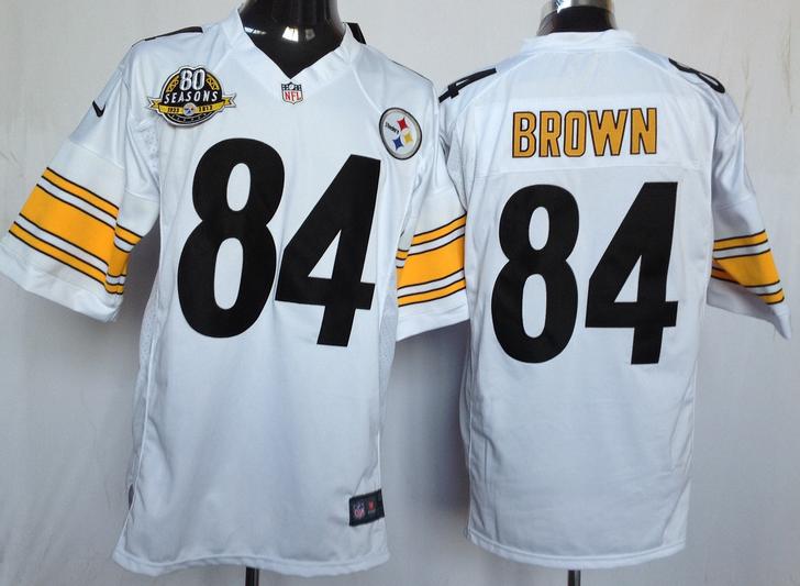 Nike Pittsburgh Steelers #84 Antonio Brown White Game LIMITED NFL Jerseys W 80th Patch Cheap