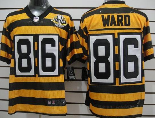 Nike Pittsburgh Steelers #86 Ward Yellow-Black 80th Throwback Nike NFL Jerseys Cheap