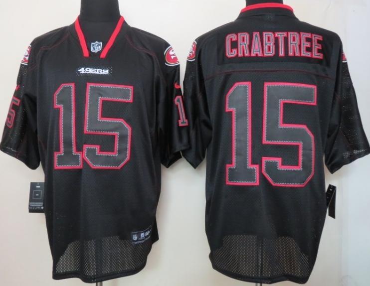Nike San Francisco 49ers 15 Michael Crabtree Elite Lights Out Black NFL Jersey Cheap