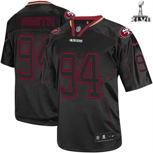 Nike San Francisco 49ers 94 Justin Smith Elite Lights Out Black 2013 Super Bowl NFL Jersey Cheap