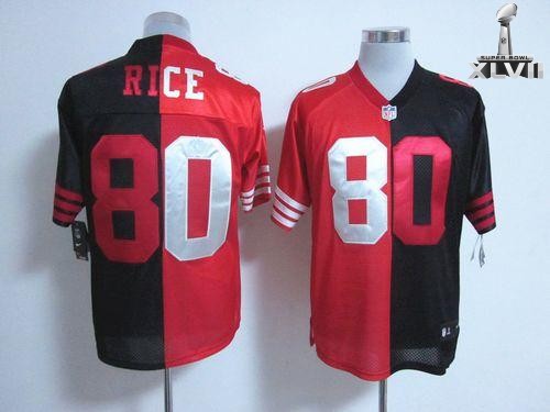 Nike San Francisco 49ers 80 Jerry Rice Elite Black Red Two Tone 2013 Super Bowl NFL Jersey Cheap