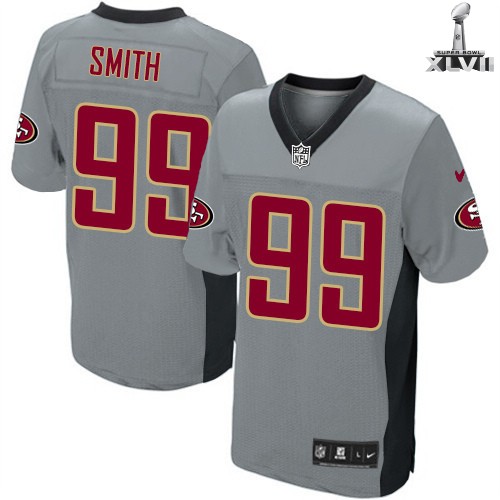 Nike San Francisco 49ers 99 Aldon Smith Elite Grey Shadow 2013 Super Bowl NFL Jersey Cheap