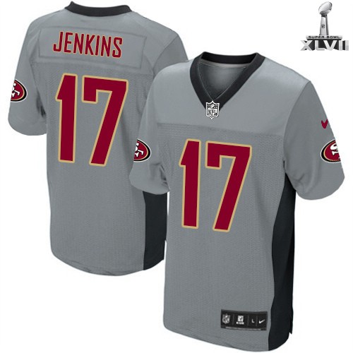 Nike San Francisco 49ers 17 A J Jenkins Elite Grey Shadow 2013 Super Bowl NFL Jersey Cheap