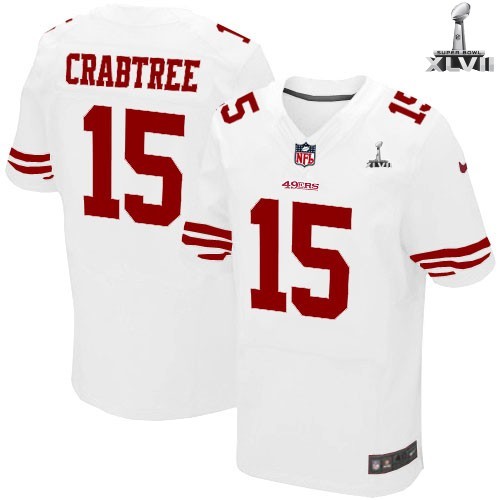 Nike San Francisco 49ers 15 Michael Crabtree Elite White 2013 Super Bowl NFL Jersey Cheap