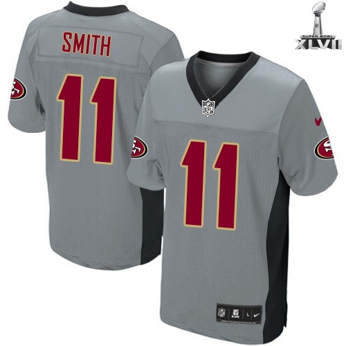Nike San Francisco 49ers 11 Alex Smith Elite Grey Shadow 2013 Super Bowl NFL Jersey Cheap