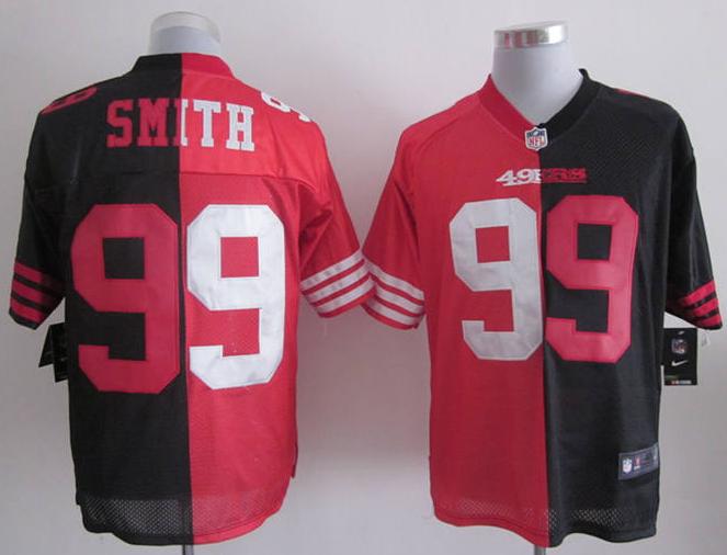 Nike San Francisco 49ers #99 Aldon Smith Black Red Split Elite NFL Jerseys Cheap
