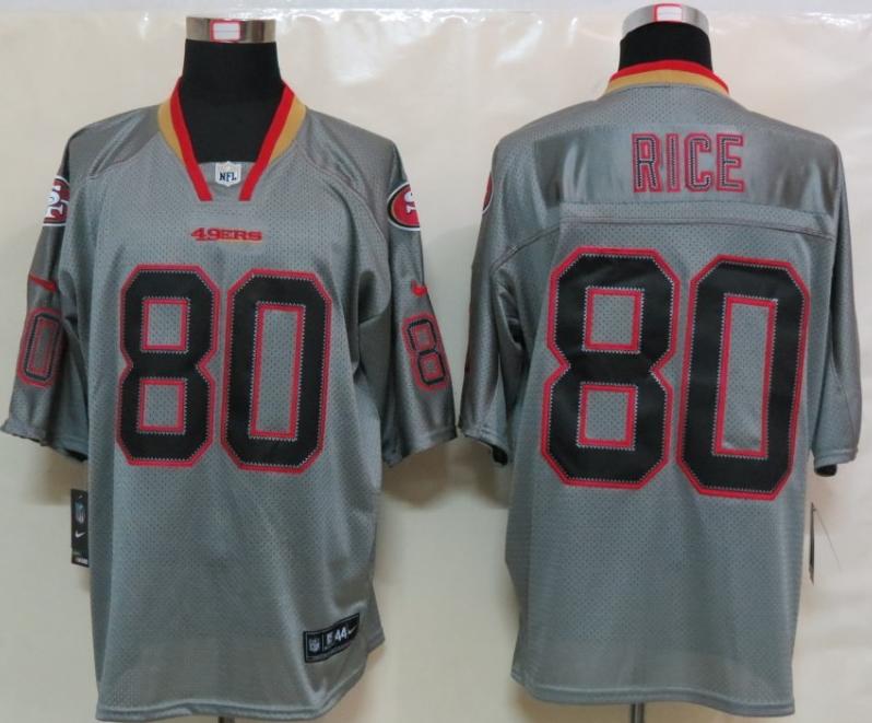 Nike San Francisco 49ers 80 Jerry Rice Grey Lights Out Elite NFL Jerseys Cheap