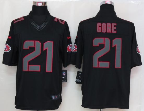 Nike San Francisco 49ers #21 Frank Gore Black Impact Game LIMITED NFL Jerseys Cheap