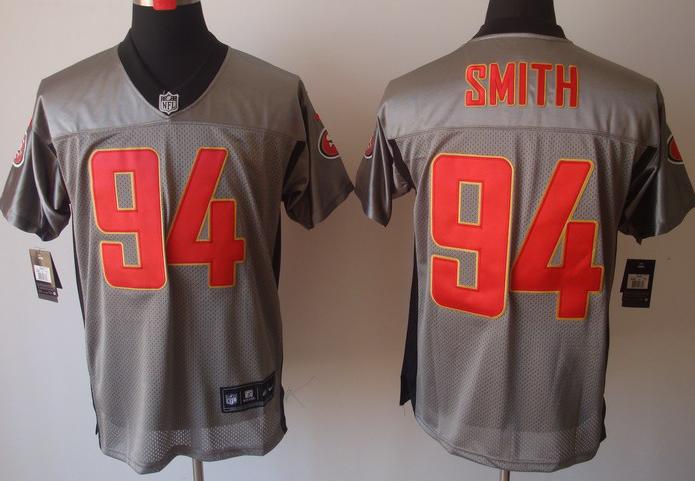 Nike San Francisco 49ers #94 Justin Smith Grey Shadow Elite NFL Jerseys Cheap