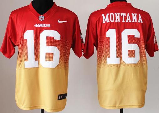 Nike San Francisco 49ers 16 Joe Montana Red Gold Elite Drift Fashion II NFL Jerseys Cheap
