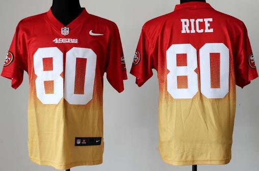 Nike San Francisco 49ers 80 Jerry Rice Red Gold Elite Drift Fashion II NFL Jerseys Cheap