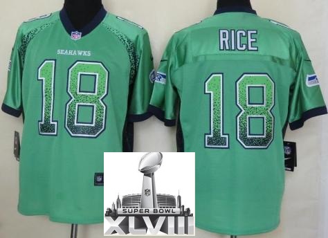Nike Seattle Seahawks 18 Sidney Rice Green Drift Fashion Elite 2014 Super Bowl XLVIII NFL Jerseys Cheap