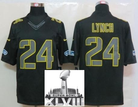Nike Seattle Seahawks 24 Marshawn Lynch Black Impact Game LIMITED 2014 Super Bowl XLVIII NFL Jerseys Cheap