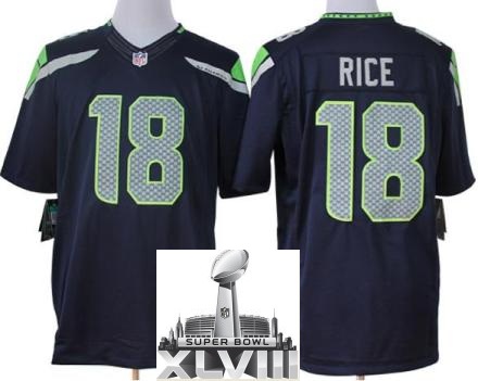 Nike Seattle Seahawks 18 Sidney Rice Blue Game LIMITED 2014 Super Bowl XLVIII NFL Jerseys Cheap