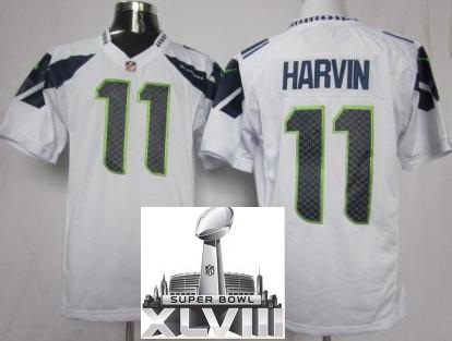 Nike Seattle Seahawks 11 Percy Harvin White Game 2014 Super Bowl XLVIII NFL Jerseys Cheap