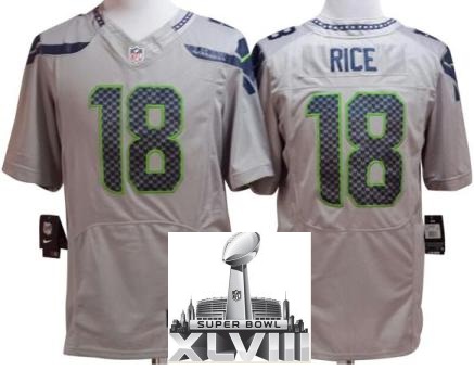 Nike Seattle Seahawks 18 Sidney Rice Grey Elite 2014 Super Bowl XLVIII NFL Jerseys Cheap