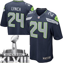 Nike Seattle Seahawks 24# Marshawn Lynch Blue 2014 Super Bowl XLVIII NFL Jerseys Cheap