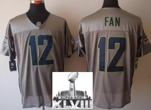 Nike Seattle Seahawks 12 Fan Grey Shadow 2014 Super Bowl XLVIII NFL Jerseys Cheap
