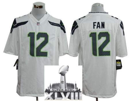 Nike Seattle Seahawks 12 Fan White Game 2014 Super Bowl XLVIII NFL Jerseys Cheap