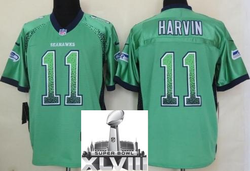 Nike Seattle Seahawks 11 Percy Harvin Green Drift Fashion Elite 2014 Super Bowl XLVIII NFL Jerseys Cheap