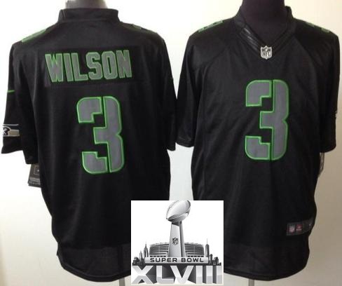 Nike Seattle Seahawks 3 Russell Wilson Black Impact LIMITED 2014 Super Bowl XLVIII NFL Jerseys Cheap