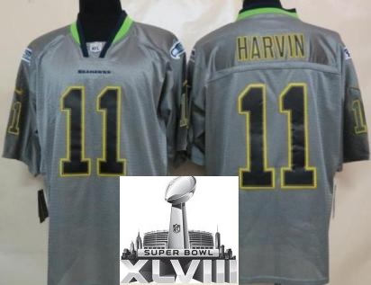 Nike Seattle Seahawks 11 Percy Harvin Grey Lights Out Elite 2014 Super Bowl XLVIII NFL Jerseys Cheap
