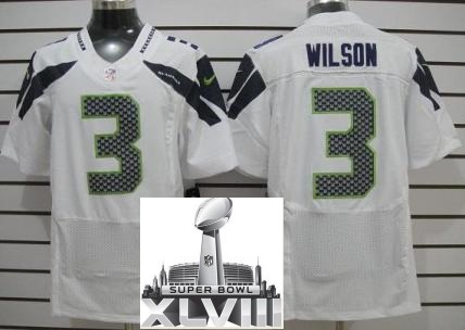 Nike Seattle Seahawks 3 Wilson White Elite 2014 Super Bowl XLVIII NFL Jerseys Cheap