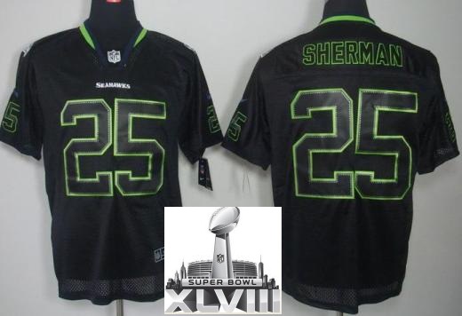 Nike Seattle Seahawks 25 Richard Sherman Lights Out Black 2014 Super Bowl XLVIII NFL Jerseys Cheap