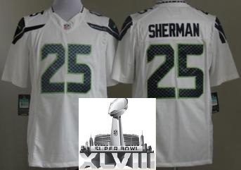 Nike Seattle Seahawks 25 Richard Sherman White LIMITED 2014 Super Bowl XLVIII NFL Jerseys Cheap