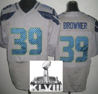 Nike Seattle Seahawks 39 Brandon Browner Grey Elite 2014 Super Bowl XLVIII NFL Jerseys Cheap