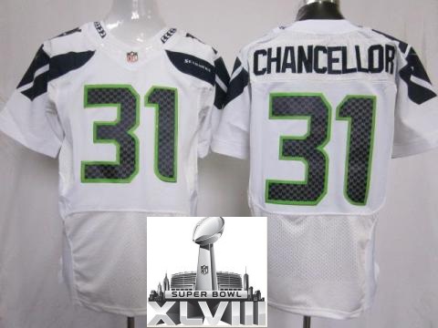 Nike Seattle Seahawks 31 Kam Chancellor White Elite 2014 Super Bowl XLVIII NFL Jerseys Cheap