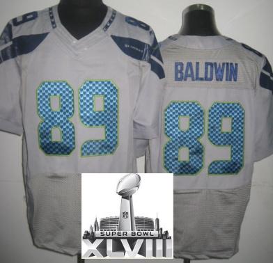 Nike Seattle Seahawks 89 Doug Baldwin Grey Elite 2014 Super Bowl XLVIII NFL Jerseys Cheap