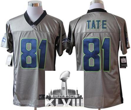 Nike Seattle Seahawks 81 Golden Tate Grey Shadow 2014 Super Bowl XLVIII NFL Jerseys Cheap