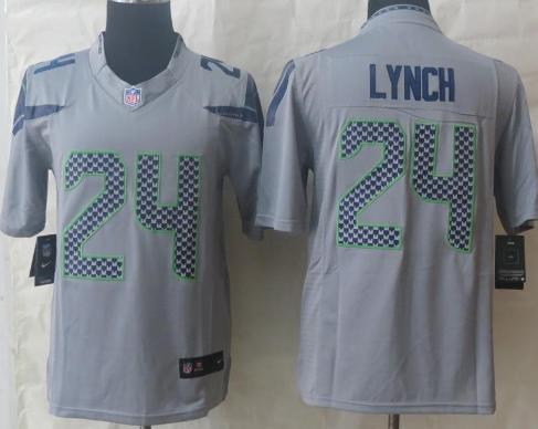 Nike Seattle Seahawks 24 Marshawn Lynch Grey LIMITED NFL Jerseys Cheap