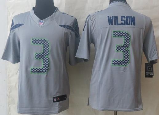 Nike Seattle Seahawks #3 Russell Wilson Grey LIMITED NFL Jerseys Cheap