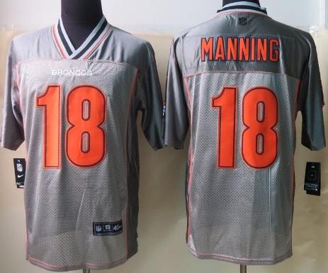 Nike Denver Broncos 18 Peyton Manning Elite Grey Vapor NFL Jersey Cheap