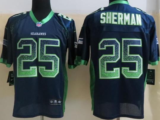 Nike Seattle Seahawks 25 Richard Sherman Elite Blue Drift Fashion Elite NFL Jerseys Cheap