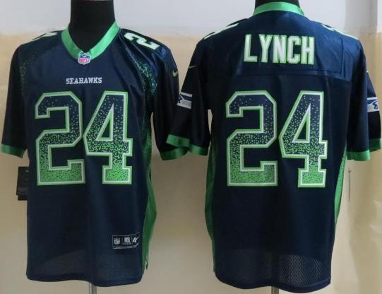 Nike Seattle Seahawks 24 Marshawn Lynch Elite Blue Drift Fashion Elite NFL Jerseys Cheap