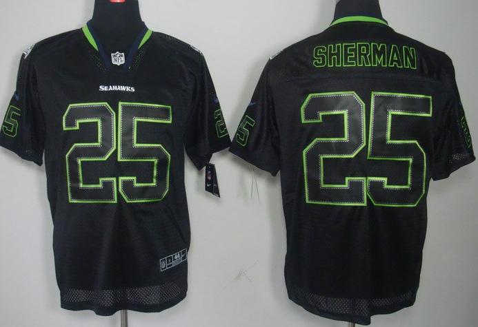 Nike Seattle Seahawks #25 Richard Sherman Lights Out Black NFL Jerseys Cheap