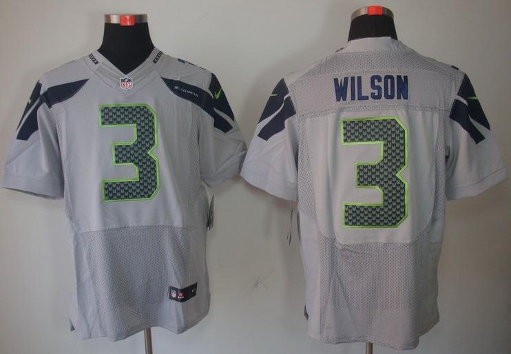 Nike Seattle Seahawks #3 Russell Wilson Grey Elite NFL Jerseys Cheap