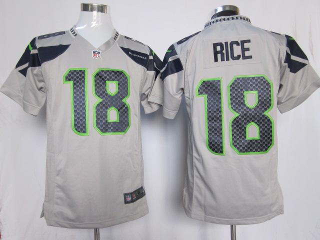 Nike Seattle Seahawks 18# Sidney Rice Grey Game NFL Jerseys Cheap