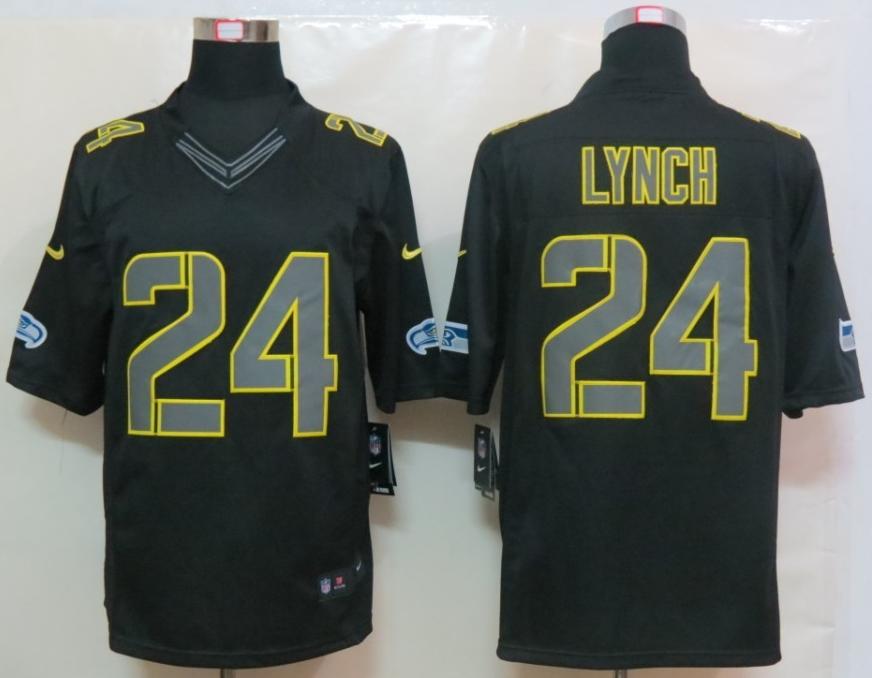 Nike Seattle Seahawks 24# Marshawn Lynch Black Impact Game LIMITED NFL Jerseys Cheap
