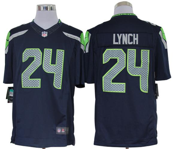 Nike Seattle Seahawks 24# Marshawn Lynch Blue Game LIMITED NFL Jerseys Cheap