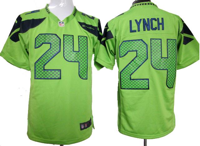 Nike Seattle Seahawks 24# Marshawn Lynch Green Game NFL Jerseys Cheap