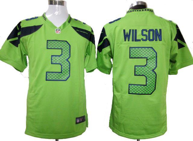 Nike Seattle Seahawks #3 Russell Wilson Green Game NFL Jerseys Cheap