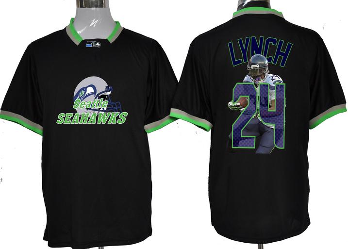 Nike Seattle Seahawks 24# Marshawn Lynch Black All-Star Fashion NFL Jerseys Cheap