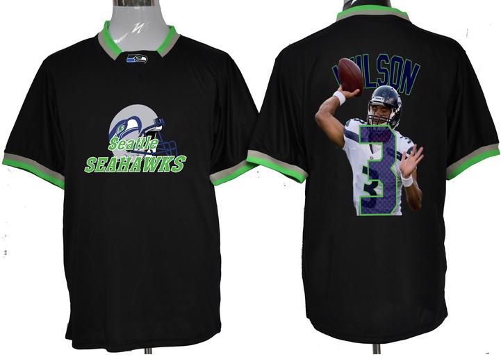 Nike Seattle Seahawks #3 Russell Wilson Black All-Star Fashion NFL Jerseys Cheap