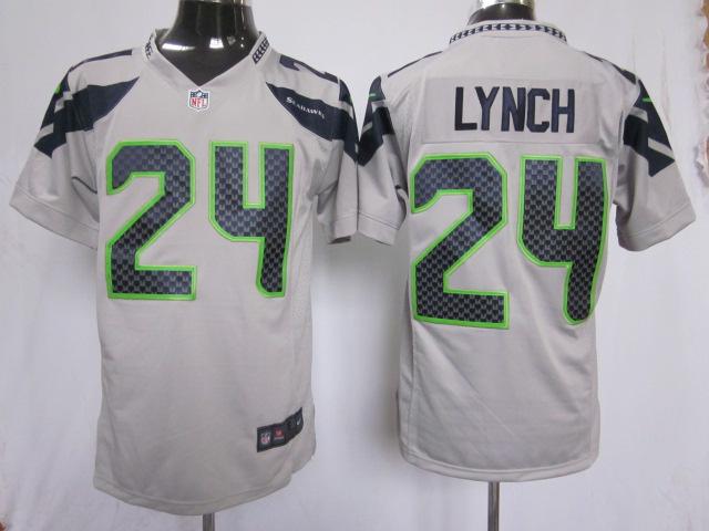 Nike Seattle Seahawks 24# Marshawn Lynch Grey Game NFL Jerseys Cheap