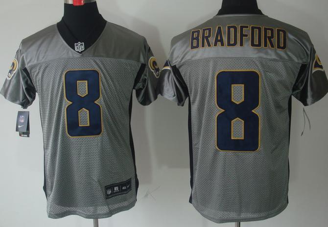 Nike St. Louis Rams 8# Sam Bradford Grey Shadow NFL Jerseys Cheap