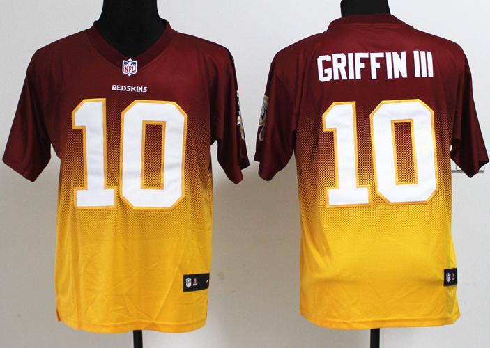 Nike Washington Redskins 10 Robert Griffin III Red Yellow Drift Fashion II Elite NFL Jerseys Cheap
